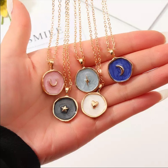 3/$30 RESTOCKED! Star Moon Lightening Round Pendant Necklace Boho Cute - Picture 2 of 10
